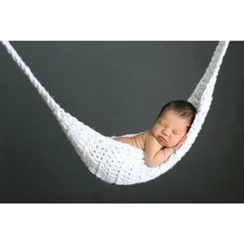 Wool Net Pocket Hammock Handmade Knitted Wool Newborn Photography Props White Hammock