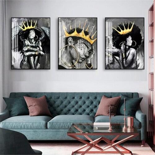 Club Africa Angel Queen Black Girl Boy Nordic s And Prints Wall Art Canvas Painting Print Wall Pictures For Home Living Room
