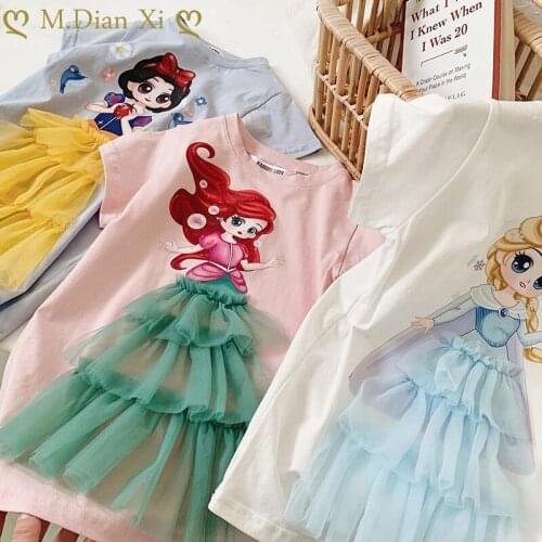 Summer Baby Dress Cute 3D Princess Frozen Elsa Print Short Sleeve Dress Newborn Infant Dresses Toddler Dresses for Baby Girls