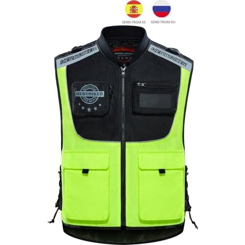 HEROBIKER Summer Motorcycle Jacket Reflective Safety Vest Reflecting Racing Protective Vest Visibility Outdoor Security Cloth