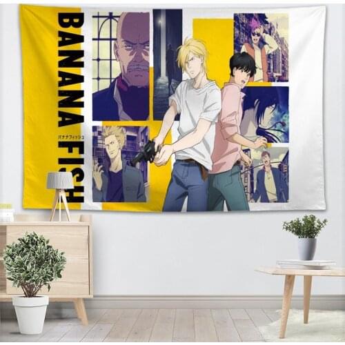 Best Banana Fish Tapestry Wall Hanging Decor Wall Tapestry Show Piece For Home Decoration Camping Tent Travel Sleeping Pad 0511