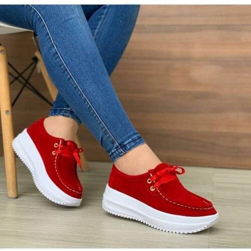 Chunky Sneakers Women 2021 New Solid Color Thick Bottom Lace Up Walking Womens Shoes Female Breathable Non Slip Platform Shoes