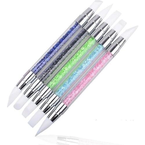 Rhinestones Multi Function Head Drill Nails Glue Pen UV Acrylic Dual Use Brush Needle Manicure Decoration Adhesive Nail Art