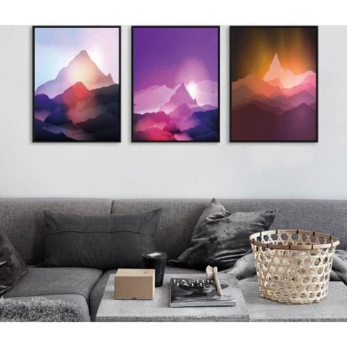 Sunset Mountains Landscape Art Canvas Posters and Prints Abstract Painting Wall Pictures for Living Room Modern Home Decor