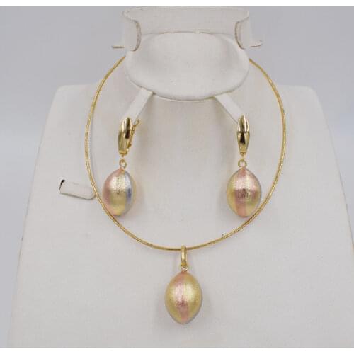 NEW style High Quality Ltaly 750 Gold color Jewelry Set For Women african beads jewlery fashion necklace set earring jewelry