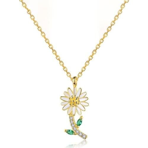 925 Sterling Silver Small Daisy Flower Necklace 2020 New Femininity Ins Light Luxury Necklace Jewerly