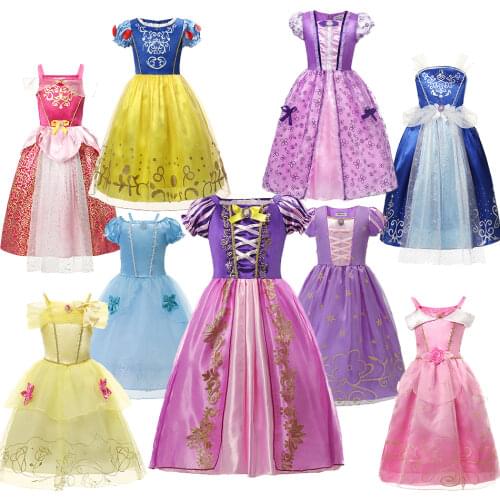 Girls Princess Dresses Elegant Baby Kids Party Clothes Cosplay Costume Carnival Christmas Party Robe Dress Up For 2-8 Years Girl