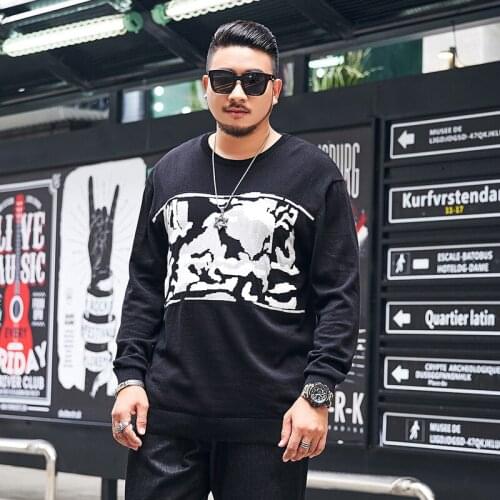 Size l-8xl (bust 140cm)45-140kg Big yards men sweater male round collar autumn knitting-shirt man loose jacquard weave knitwear