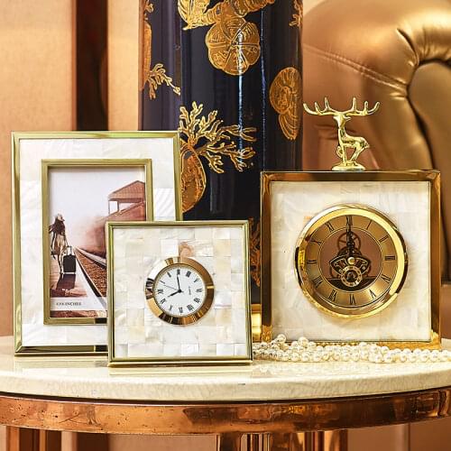 Zq Light Luxury Stainless Steel Metal Desk Clock Simple European Home Wine Cabinet Hallway Bedroom Clock