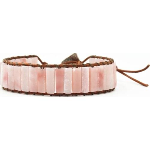 Heart Chakra Pink Opal Wrap Bracelets for Women Natural Stone Beaded Wrap Bracelet Healing Stone Emotion Balance Yoga Friendship