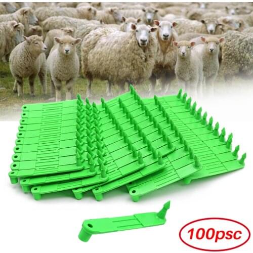 100PCS Sheep Goat Ear Tags Without Words Plastic Ear Tag and Pliers Animal Identification Card Farm Animal Livestock Supplies