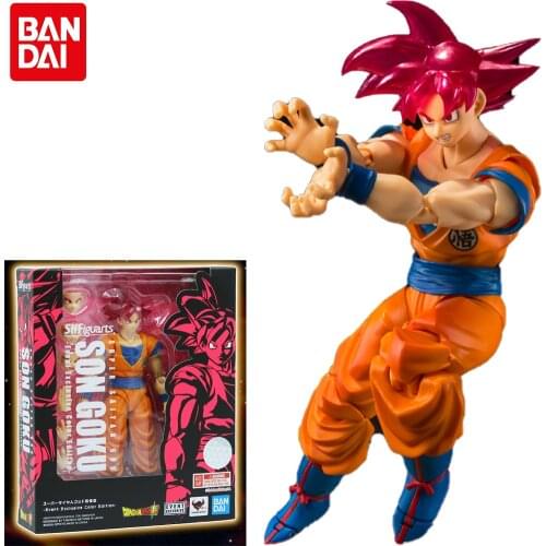 In stock BANDAI Dragon Ball Z S.h.figuarts Super Saiyan God Son Goku Anime Figure 2021 Limited Model Action Figura Toys