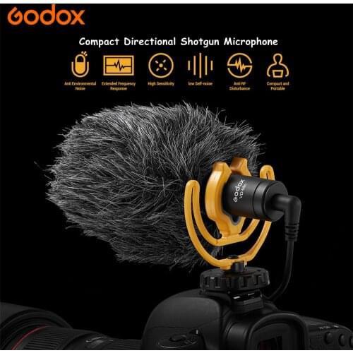 Godox VD-Mic Shotgun Video Microphone Universal Camcorder Recording Mic For DSLR Camera iPhone Android Smartphones Mac Tablet