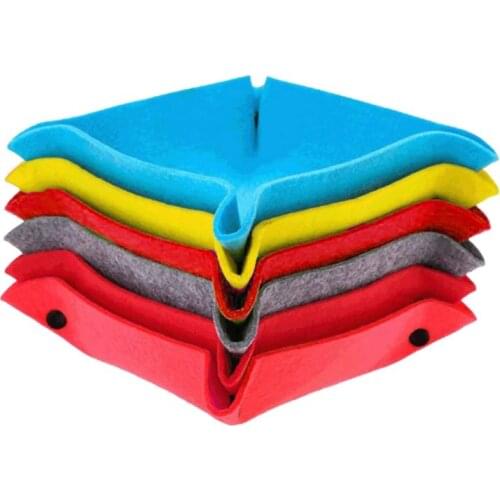 Felt DND Dice Tray Board Game Foldable Storage Box Square Jewelry Key Wallet Coin Desktop Sundries Bins