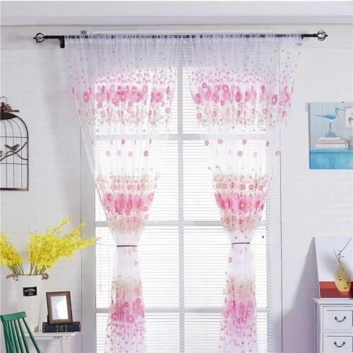 Beautiful Sheer Voile for Bedroom Kitchen Pink Tulle Window Screen Voile for Living Room