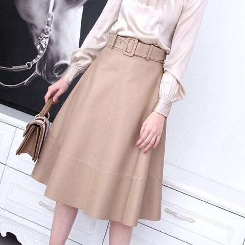 Factory 2021 New Style Womens Fashion High Waist Genuine Leather Skirt