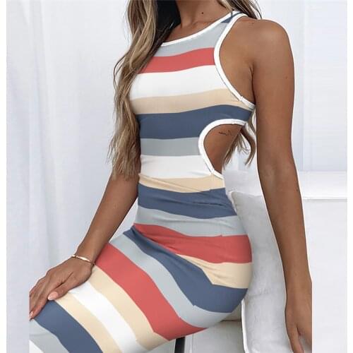 Hirigin Fashion Sexy Print Bodycon Midi Dress Summer Women Elegant Backless Hollow Out Simple Bag Hip Dresses Lady Solid Dress