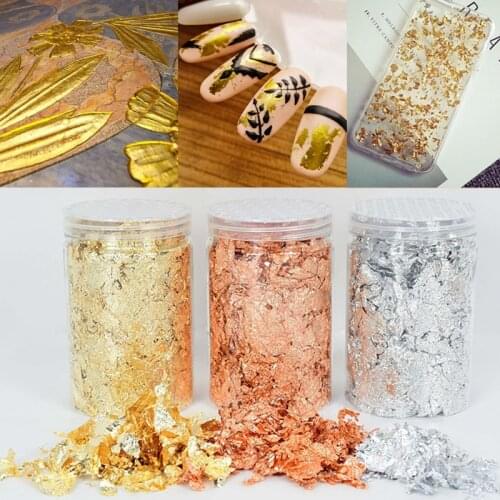 1Bottle Gold Leaf Flakes 10g Gold Silver Confetti Decorative DIY Nail Art Painting Material Decorating Party Foil Paper Supplies