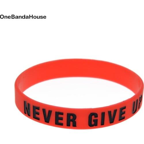 1PC Never Give Up Motivational Silicone Wristband Adult Size 3 Colors