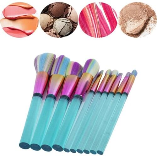 10Pcs Makeup Brush And Cosmetics Tool Flat Column Base Brush Acrylic Transparent Make-up For Woman High Quality Professional