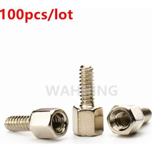 100pcs/lot 5+7mm Header Plate Bracket Stud Bolt Screw for D-Sub VGA Card DB9 DB15 DB25 RS232 COM serial HY1146