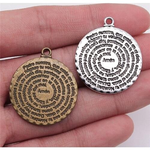 2pcs 32x28mm Pendant Bible Double Sided Round Amen Bible Charm Pendants For Jewelry Making Bible Amen Pendants