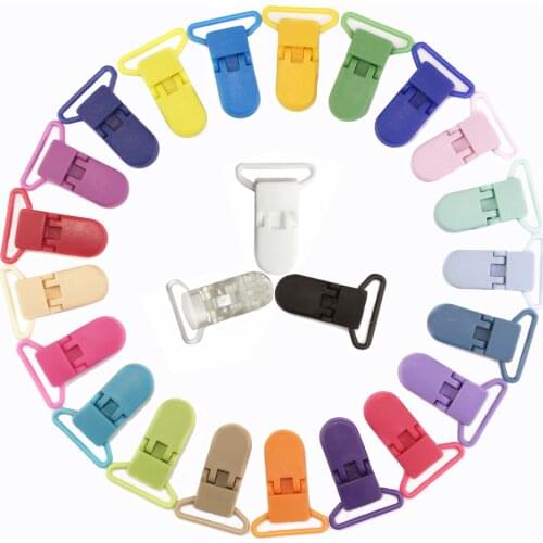 48 pcs Eco-friendly Plastic Baby Pacifier Clips Holder Mix Colors Dummy Soother Clip Transparent 25MM Bib Clip Free Shipping