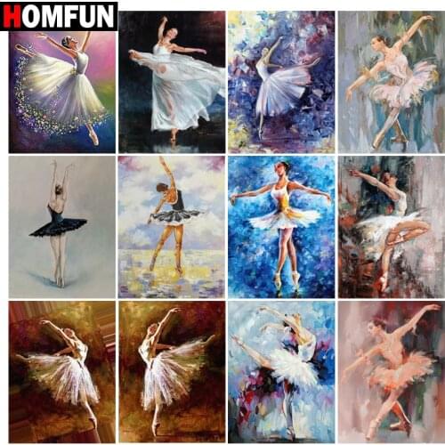 HOMFUN DIY Diamond Painting "Ballet dancer woman" Full Drill Square Round Diamond Embroidery 5D Cross Stitch Decoration Home