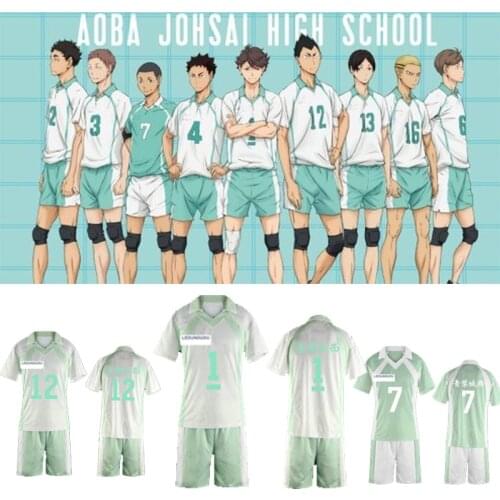 Anime Haikyuu!! Aoba Johsai High School Volleyball Club Jerseys Uniform Oikawa Tooru Sportswear Cosplay Costume no. 1-16 XXXL