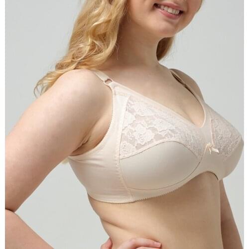 Ladies bra Plus Size 36-50 Large Cup C D E F Unlined Push up Bralette sexy lace Basic Underwear Full Coverage Top Support BH C01