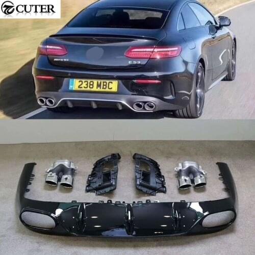 C238 E300 E Coupe E53 AMG style Stainless steel exhaust pipe PP rear bumper diffuser for Mercedes Benz C238 E coupe 2019