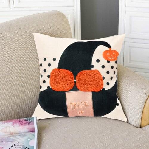 Pillow Case Halloween Cartoon Witch Hat Printed Square Pillow Case Living Room Bedroom Pillow Accessories