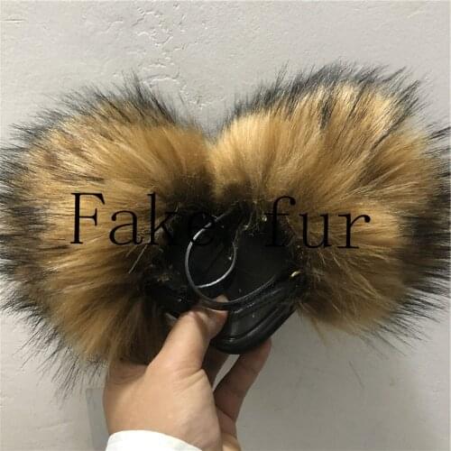 Kids plush fluffy slippers children fake fur slides girls furry strap sandals faux fur sliders child EU 24-29 size sandals