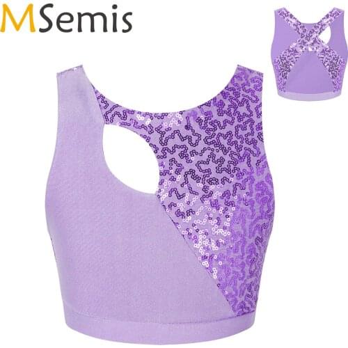 Kids Teens Solid Color Sleeveless Crop Top for Girls Ballet Jazz Lyrical Dance Stage Performance Workout Gymnastics Dance Wear