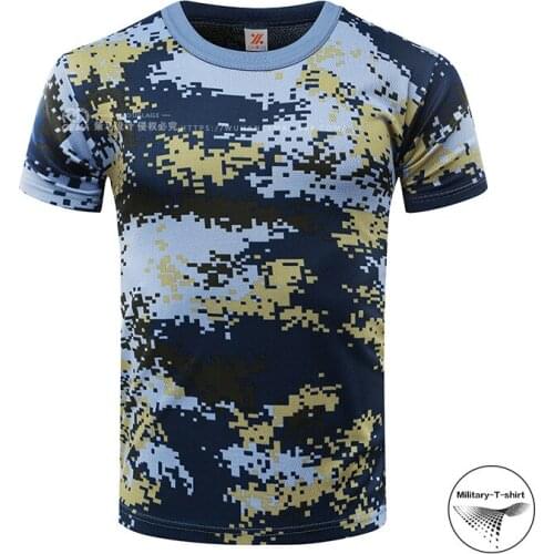 Hot 2019 Outdoor Summer Camouflage Military Hiking clothing T-shirt Middle school students trainning quick-drying short sleeves