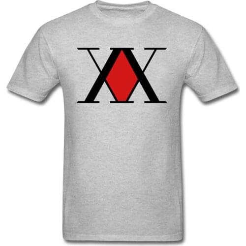 Hunter x Hunter T-shirt Men Logo T Shirt Anime Clothing Grey Tops Cool Mens Cotton Tshirt Fitness Tees Short Sleeve