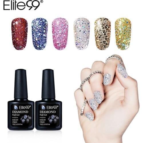 Elite99 10ml Diamond Glitter UV Gel Varnish Shiny Sequins Soak Off Gel Nail Polish Vernis Semi Permanent Nail Art Manicure Gel