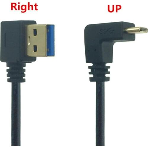 90 Degree USB C Cable USB 3.0 A to USB Type C Left / Right Angle Data Sync & Charge Cord USB-C Converter Adapter double angled