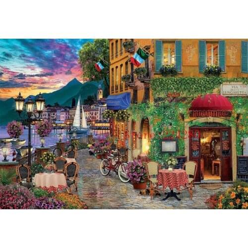 Street view painting scenery Needlework,sets Cross stitch Handmade 14CT Canvas DIY,Cross-stitch kits,For Embroidery Arts Home