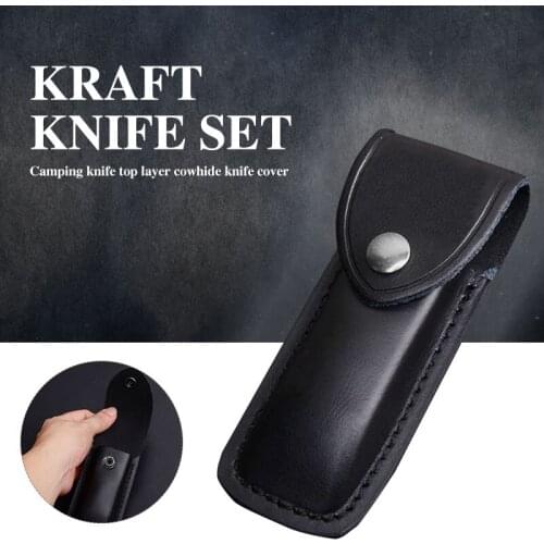 Leather Black Poniard Pocket Poniard Sleeve Leather Sheath Portable Hunting Bags Outdoor Tool Durable Holder Tactical