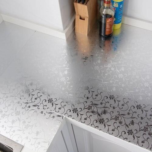 Kitchen Stickers Aluminum Foil Flowers Oil Proof Waterproof Stove Cabinet Self Adhesive Wall Sticker DIY Wallpaper Household