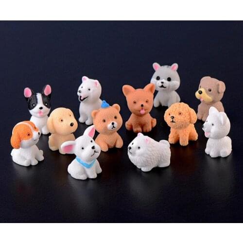 Mini Cartoon Dog Figurines Ornaments Miniature Landscape Resin Puppy Models Bonsai Decorations for Home Garden Lawn Decor