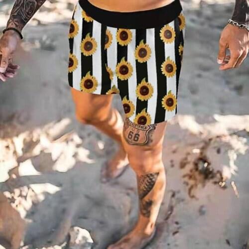 Fashion Hawaii Printed sunflower shorts Men Fitness Sports Leisure Basketball Pants Outdoor Running Street Training Man Shorts