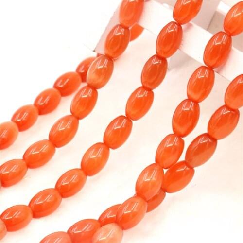 Fashion Hot Red Opal Cats Eye Stone 8x12mm Rice Shape Loose Beads DIY Handmade Jewelry Making for Women Gift 15inch M305