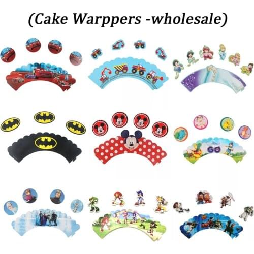 Cartoon Theme Princess Snow White Frozen Party Supplies Kids Birthday Cupcakes Party Decoration Mickey Minnie Mouse Cake Wappers