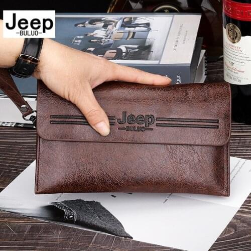 JEEP BULUO Brand Clutches Bags Mens Handbag For Phone and Pen High Quality PU Wallets Hand bag Male with Card slots