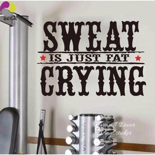 Sweat Is Just Fat Crying Gym Quote Wall Sticker Fitness Workout Kitchen Motivational Wall Decal Quote Fitness Exercise Diet