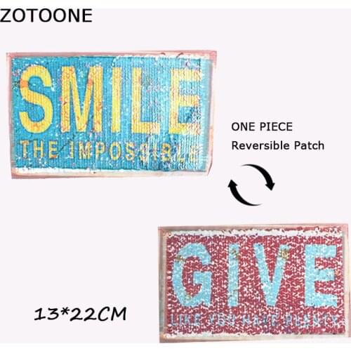 ZOTOONE Letter Reversible Change Color Sequins Patch Sew on Patches for Clothes DIY Patch Applique Bag Clothing Sweater Craft B