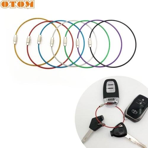 OTOM 7Pcs/Set Stainless Steel Wire Keychain Cable Rope Keyring Key Chain Rings Women Men Jewelry Key Holder Gifts Hanging Tool