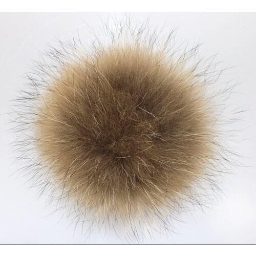 5pcs/lot 10-15cm Real Raccoon Fur Pompoms Fur balls for knitted beanies keychain and scarves shoes Real fur pom Wholesale